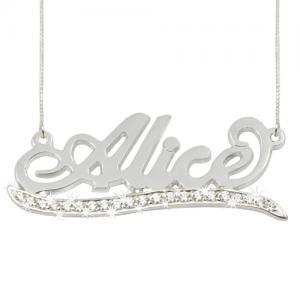 Sterling Silver Name Necklace With Diamond..
