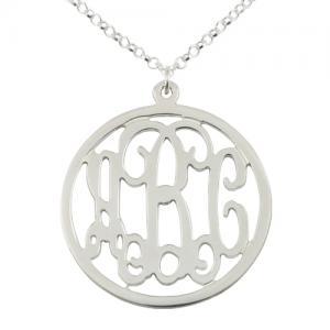 Circular Sterling Silver Monogram Necklace