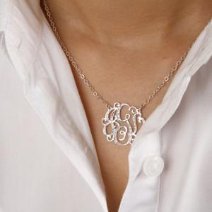 Sterling Silver Monogram Necklace 2 Loops
