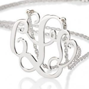 Silver Two Initial And Heart Monogram Necklace