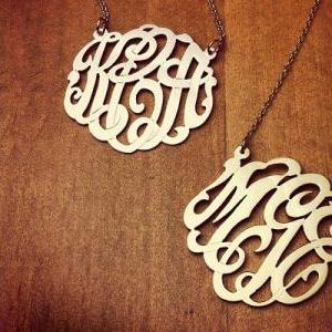 Gold Over Silver Monogram Necklace 2 Loops