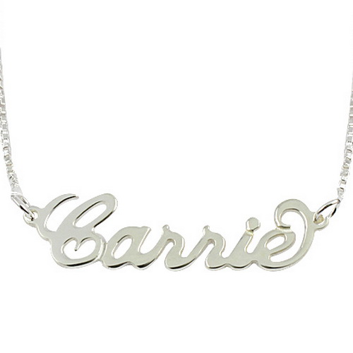 Small "carrie" Style Name Necklace In Sterling Silver