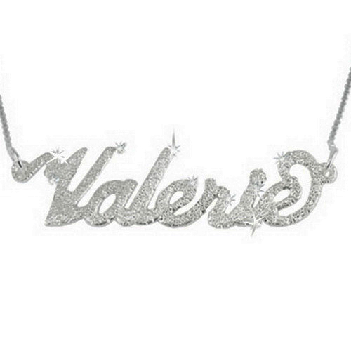 Sparkling Diamond-cut Sterling Silver Carrie Style Name Necklace