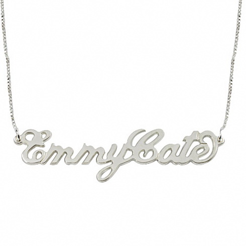 Two Capital "carrie" Style Name Necklace In Sterling Silver