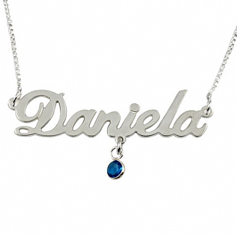 Sterling Silver Name Necklace With Birthstone