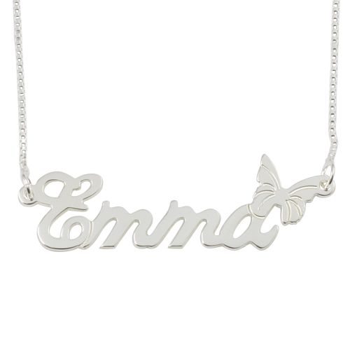Sterling Silver Name Necklace With Butterfly