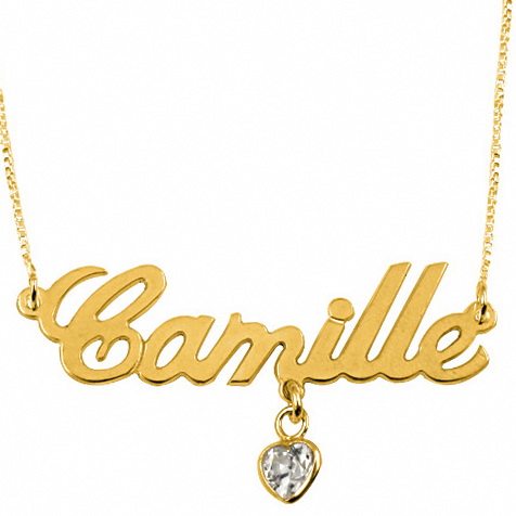 18k Gold Plated Sterling Silver Name Necklace With Heart Shaped Swarovski