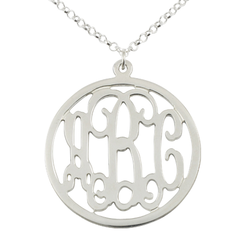 Circular Sterling Silver Monogram Necklace