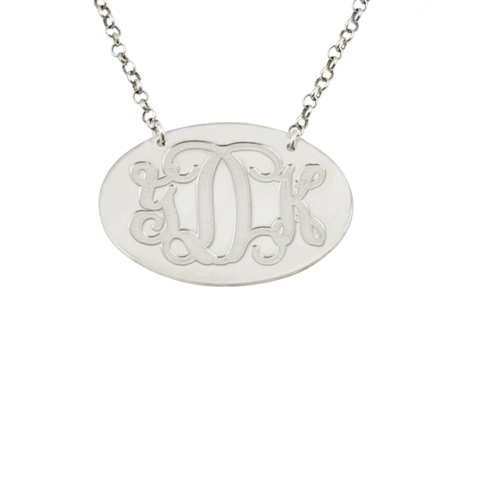 Oval Silver Monogram Necklace