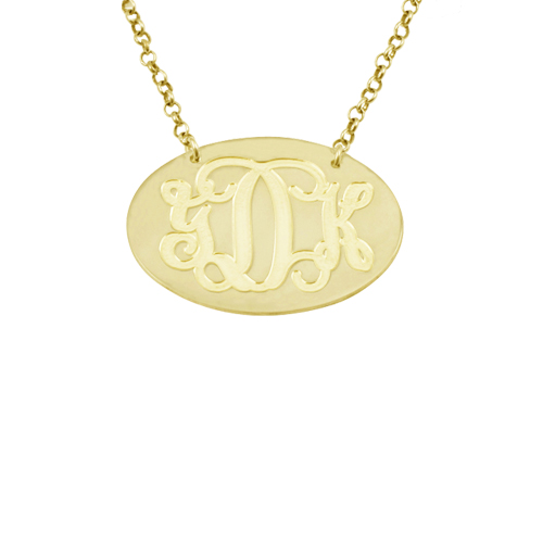 Oval Gold Over Silver Monogram Necklace