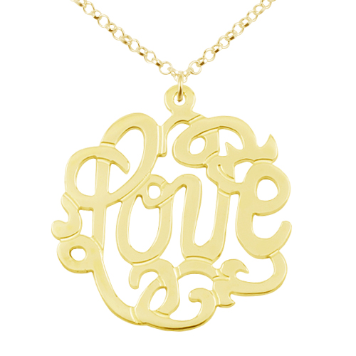Love Gold Over Silver Monogram Necklace
