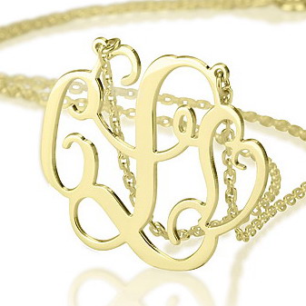 Gold Plated Two Initial And Heart Monogram Necklace